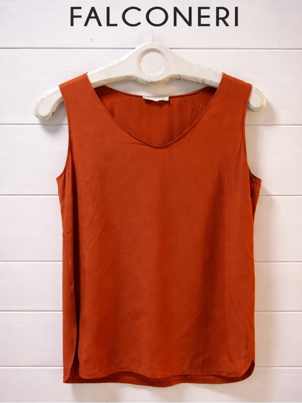 FALCONERI Orange Silk Sleeveless Top Size S